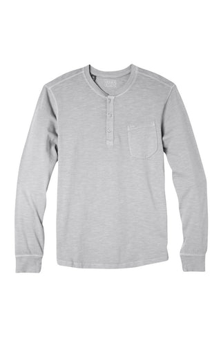 Light Heather Grey Sueded Cotton Long Sleeve Henley - JACHS NY