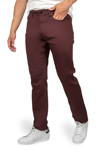 Maroon Straight Fit Stretch Traveler Pant - JACHS NY