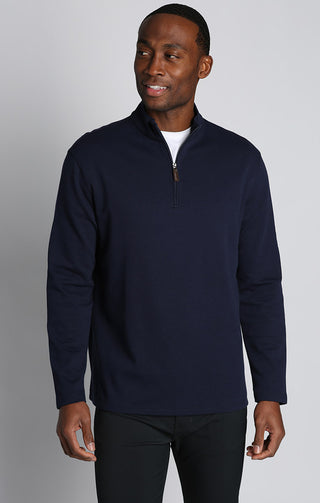 Navy Soft Touch Quarter Zip Pullover - JACHS NY