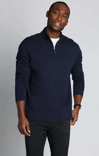 Navy Soft Touch Quarter Zip Pullover - JACHS NY