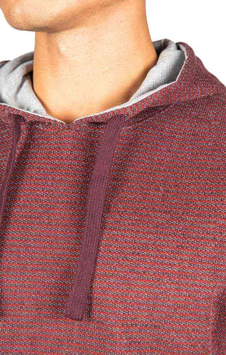 Burgundy Striped Fleece Pullover Hoodie - JACHS NY