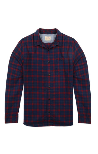 Red Micro Plaid Brushed Flannel Shirt - JACHS NY