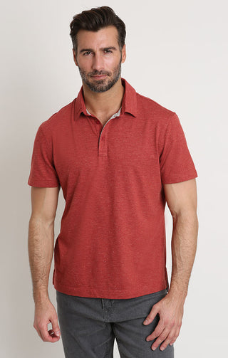 Red Heathered Linen TriBlend Polo - JACHS NY