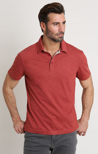 Red Heathered Linen TriBlend Polo - JACHS NY