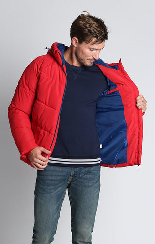 Red Hooded Puffer Jacket - JACHS NY