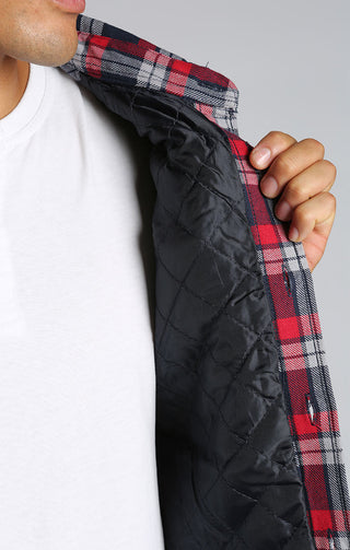 Red Quilted Lined Shirt Jacket - JACHS NY