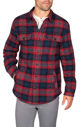 Burgundy Sherpa Flannel Shirt Jacket - JACHS NY