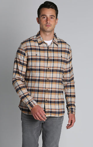 Tan Plaid Flannel Shirt - JACHS NY