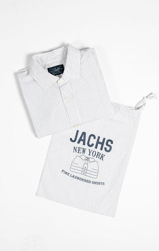 White Striped Laundered Shirt - JACHS NY