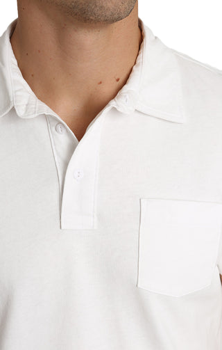 White Sueded Cotton Polo - JACHS NY