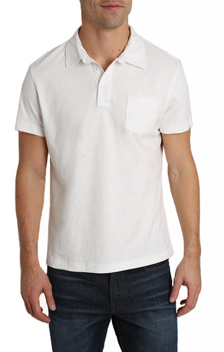 White Sueded Cotton Polo - JACHS NY