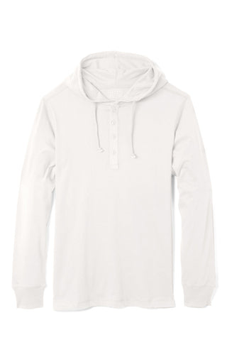 White Sueded Cotton Hooded Henley - JACHS NY