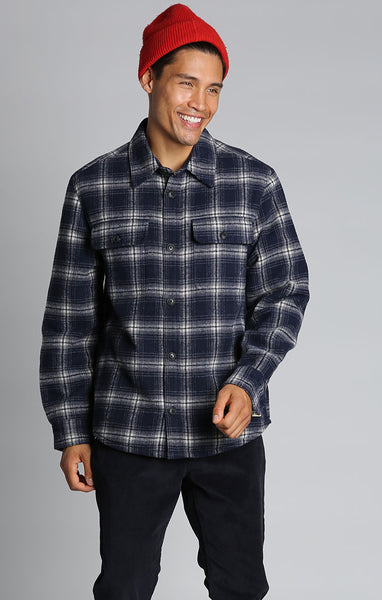 Blue Wool Blend Sherpa Shirt Jacket – JACHS NY