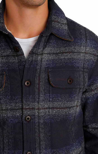 Indigo Sherpa Lined Flannel Shirt Jacket - JACHS NY